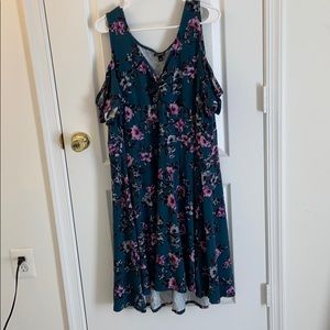Bluish green floral dress